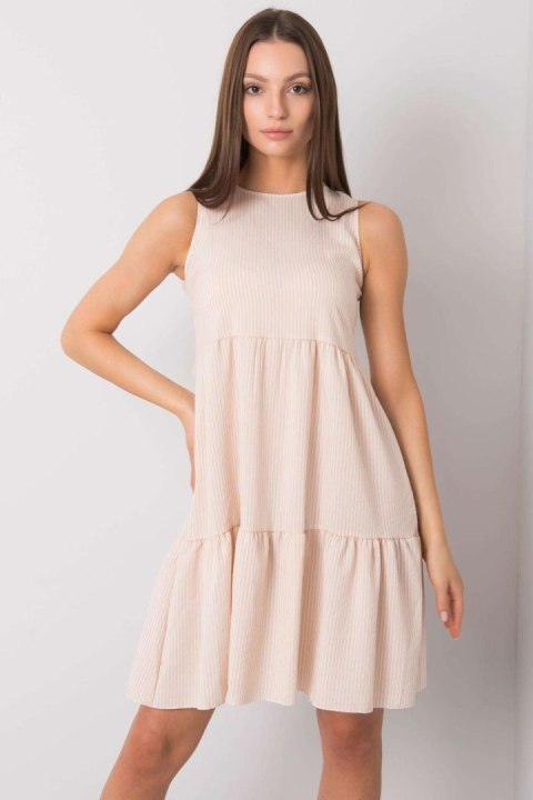 Sukienka Model WN-SK-V103-1.05 Beige - Rue Paris Rue Paris Sukienka Model WN-SK-V103-1.05 Beige - Rue Paris Rue Paris