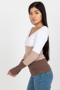 Bluzka Model RV-BZ-8429.18P White/Brown - Rue Paris Rue Paris Bluzka Model RV-BZ-8429.18P White/Brown - Rue Paris Rue Paris