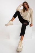 Sweter Damski Model LC-SW-0332.17 Beige - Rue Paris Rue Paris Sweter Damski Model LC-SW-0332.17 Beige - Rue Paris Rue Paris
