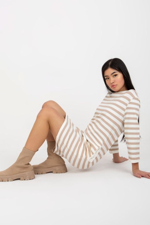 Sukienka Model LO-SK-LK-230.65 White/Beige - Rue Paris Rue Paris Sukienka Model LO-SK-LK-230.65 White/Beige - Rue Paris Rue Paris