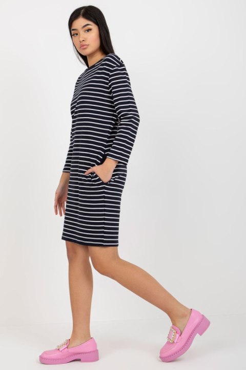 Sukienka Model LO-SK-LK-259.00X White/Navy - Rue Paris Rue Paris Sukienka Model LO-SK-LK-259.00X White/Navy - Rue Paris Rue Paris