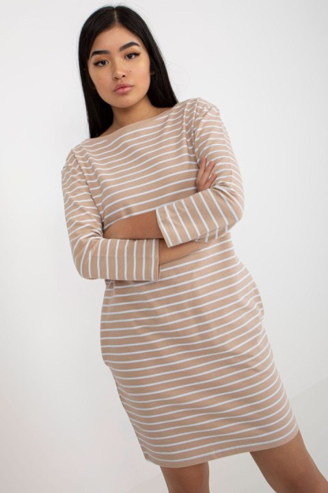 Sukienka Model LO-SK-LK-259.08 White/Beige - Rue Paris Rue Paris Sukienka Model LO-SK-LK-259.08 White/Beige - Rue Paris Rue Paris