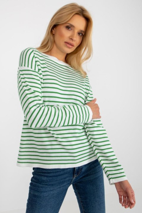 Sweter Damski Model LC-SW-6006.22 White/Green - Rue Paris Rue Paris Sweter Damski Model LC-SW-6006.22 White/Green - Rue Paris Rue Paris