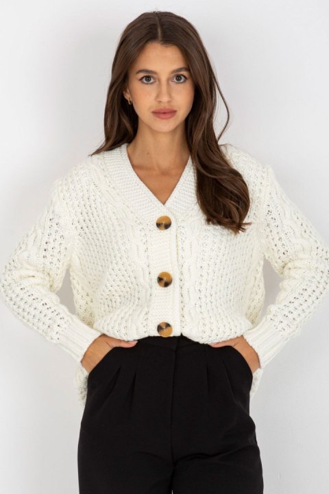 Sweter Kardigan Model LC-SW-8001.14P Ecru - Rue Paris Rue Paris Sweter Kardigan Model LC-SW-8001.14P Ecru - Rue Paris Rue Paris