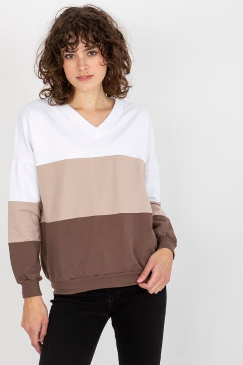 Bluza Damska Model RV-BL-8328.65P White/Brown - Rue Paris Rue Paris Bluza Damska Model RV-BL-8328.65P White/Brown - Rue Paris Rue Paris