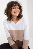 Bluza Damska Model RV-BL-8328.65P White/Brown - Rue Paris Rue Paris Bluza Damska Model RV-BL-8328.65P White/Brown - Rue Paris Rue Paris