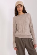 Sweter Damski Model AT-SW-2340.43 Beige - AT AT Sweter Damski Model AT-SW-2340.43 Beige - AT AT