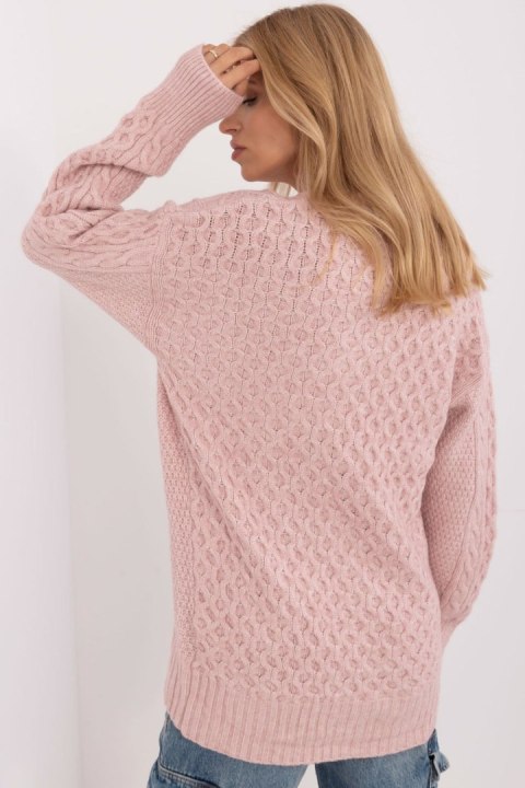 Sweter Damski Model AT-SW-23525.21 Light Pink - AT AT Sweter Damski Model AT-SW-23525.21 Light Pink - AT AT