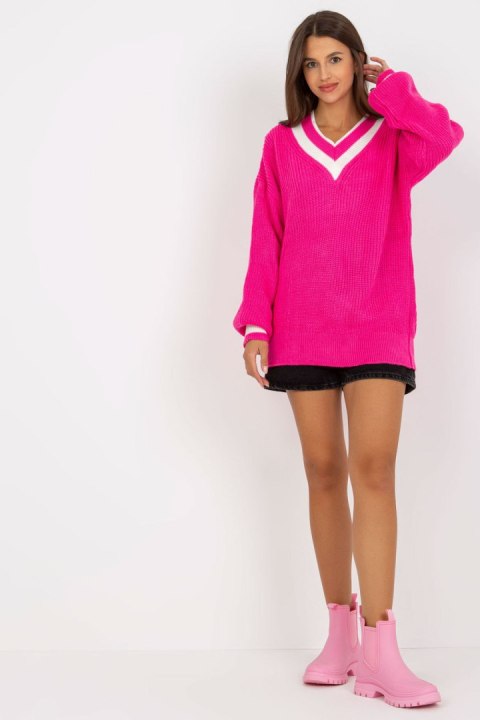 Sweter Damski Model LC-SW-0335.06X Fluo Pink - Rue Paris Rue Paris Sweter Damski Model LC-SW-0335.06X Fluo Pink - Rue Paris Rue Paris