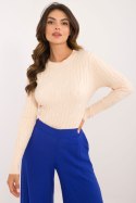 Sweter Damski Model AT-SW-2338-2.00 Light Beige - AT AT Sweter Damski Model AT-SW-2338-2.00 Light Beige - AT AT
