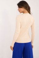 Sweter Damski Model AT-SW-2338-2.00 Light Beige - AT AT Sweter Damski Model AT-SW-2338-2.00 Light Beige - AT AT