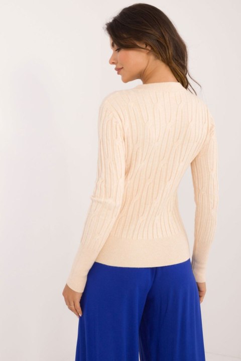 Sweter Damski Model AT-SW-2338-2.00 Light Beige - AT AT Sweter Damski Model AT-SW-2338-2.00 Light Beige - AT AT