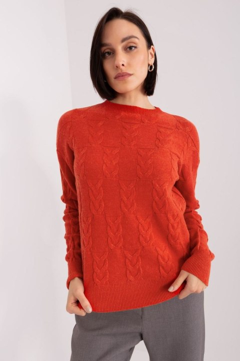 Sweter Damski Model AT-SW-2340.43 Dark Orange - AT AT Sweter Damski Model AT-SW-2340.43 Dark Orange - AT AT