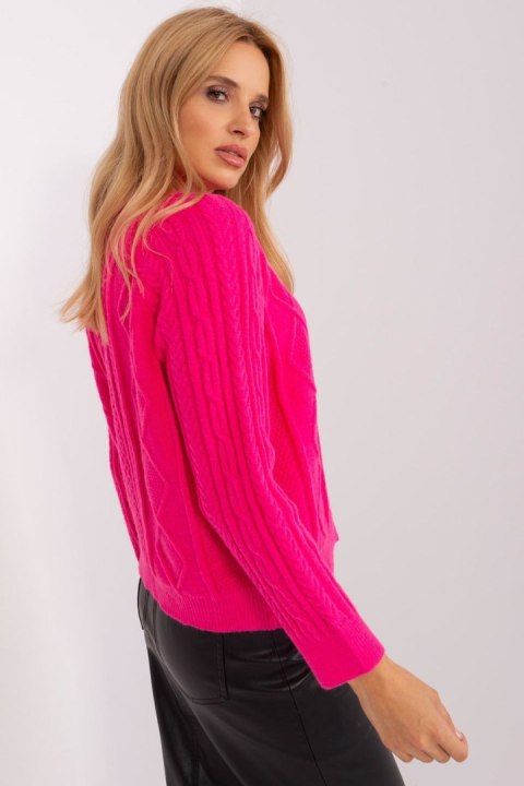 Sweter Damski Model AT-SW-2346-2.99P Dark Pink - AT AT Sweter Damski Model AT-SW-2346-2.99P Dark Pink - AT AT