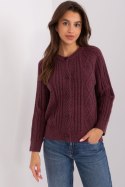Sweter Damski Model AT-SW-2346-2.99P Dark Violet - AT AT Sweter Damski Model AT-SW-2346-2.99P Dark Violet - AT AT