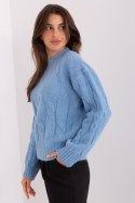Sweter Damski Model AT-SW-0146.10P Light Blue - AT AT Sweter Damski Model AT-SW-0146.10P Light Blue - AT AT