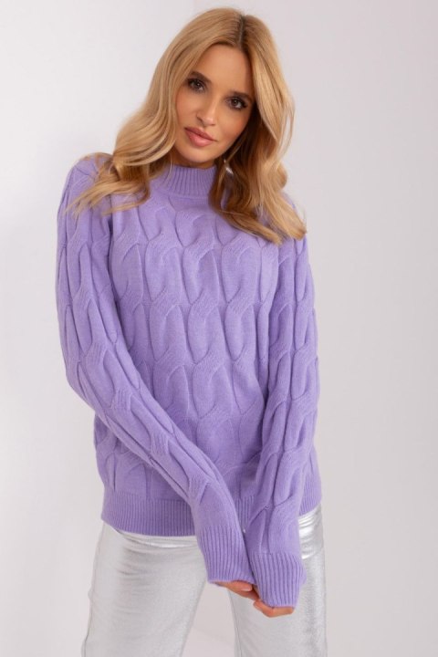 Sweter Damski Model AT-SW-2235.00P Light Violet - AT AT Sweter Damski Model AT-SW-2235.00P Light Violet - AT AT