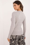 Sweter Damski Model AT-SW-2338-2.00 Grey - AT AT Sweter Damski Model AT-SW-2338-2.00 Grey - AT AT