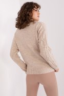 Sweter Damski Model AT-SW-2349-2.27 Beige - AT AT Sweter Damski Model AT-SW-2349-2.27 Beige - AT AT