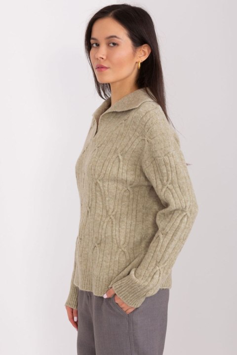 Sweter Damski Model AT-SW-2349-2.27 Khaki - AT AT Sweter Damski Model AT-SW-2349-2.27 Khaki - AT AT