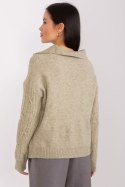 Sweter Damski Model AT-SW-2349-2.27 Khaki - AT AT Sweter Damski Model AT-SW-2349-2.27 Khaki - AT AT