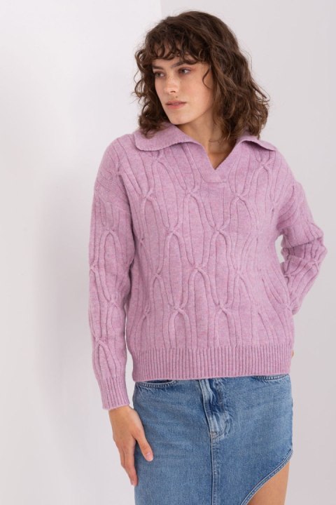 Sweter Damski Model AT-SW-2349-2.96 Light Violet - AT AT Sweter Damski Model AT-SW-2349-2.96 Light Violet - AT AT