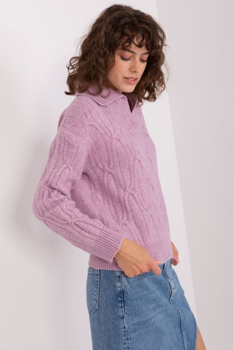 Sweter Damski Model AT-SW-2349-2.96 Light Violet - AT AT Sweter Damski Model AT-SW-2349-2.96 Light Violet - AT AT