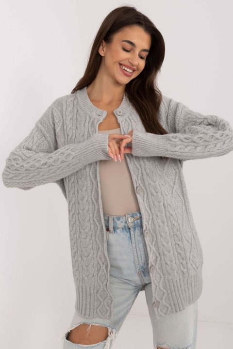 Sweter Damski Model AT-SW-23525.21 Grey - AT AT Sweter Damski Model AT-SW-23525.21 Grey - AT AT