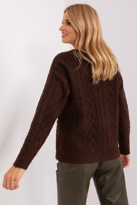 Sweter Damski Model AT-SW-2358.31 Dark Brown - AT AT Sweter Damski Model AT-SW-2358.31 Dark Brown - AT AT