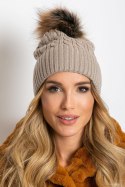 Czapka Model AT-CZ-173501.44 Dark Beige - AT AT Czapka Model AT-CZ-173501.44 Dark Beige - AT AT