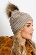 Czapka Model AT-CZ-173501.44 Dark Beige - AT AT Czapka Model AT-CZ-173501.44 Dark Beige - AT AT