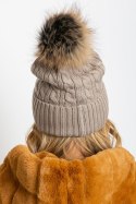 Czapka Model AT-CZ-173501.44 Dark Beige - AT AT Czapka Model AT-CZ-173501.44 Dark Beige - AT AT