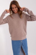 Sweter Damski Model AT-SW-2338.14P Dark Beige - AT AT Sweter Damski Model AT-SW-2338.14P Dark Beige - AT AT