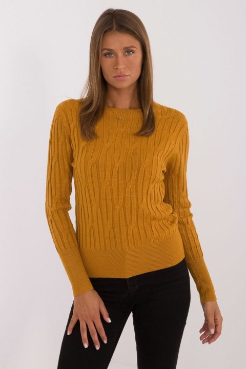 Sweter Damski Model AT-SW-2338-2.00 Dark Yellow - AT AT Sweter Damski Model AT-SW-2338-2.00 Dark Yellow - AT AT