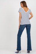 T-shirt Damski Model RV-TS-8568.76 White/Navy - BFG BFG T-shirt Damski Model RV-TS-8568.76 White/Navy - BFG BFG