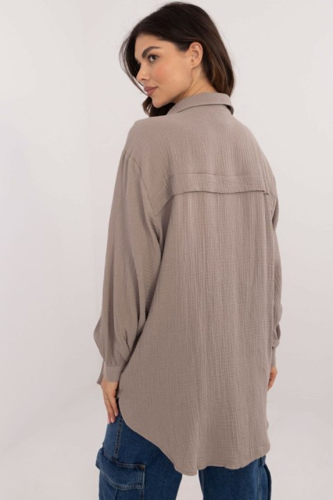 Koszula Damska Model D70032M11066D1 Dark Beige - Sublevel Sublevel Koszula Damska Model D70032M11066D1 Dark Beige - Sublevel Sublevel