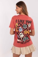 T-shirt Damski Model D12022AC02645E Coral - Sublevel Sublevel T-shirt Damski Model D12022AC02645E Coral - Sublevel Sublevel