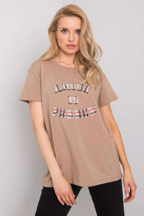 T-shirt Damski Model FA-TS-6892.88 Dark Beige - Fancy Fancy T-shirt Damski Model FA-TS-6892.88 Dark Beige - Fancy Fancy