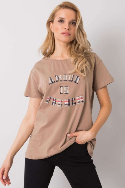 T-shirt Damski Model FA-TS-6892.88 Dark Beige - Fancy Fancy T-shirt Damski Model FA-TS-6892.88 Dark Beige - Fancy Fancy