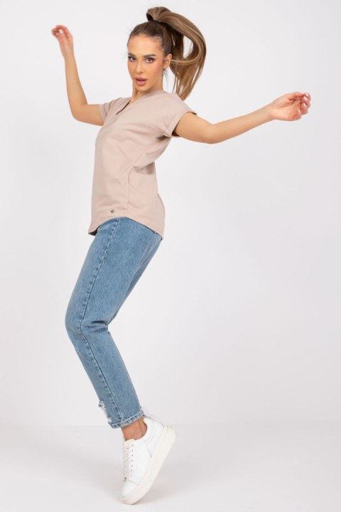T-shirt Damski Model RV-TS-7666.19 Beige - BFG BFG T-shirt Damski Model RV-TS-7666.19 Beige - BFG BFG
