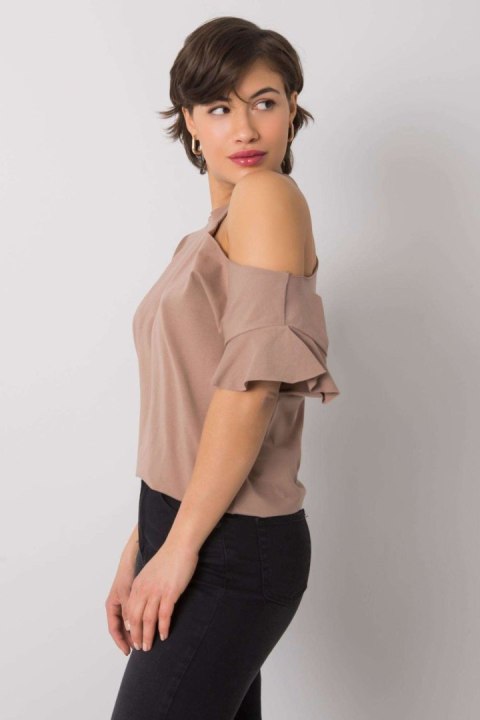 Bluzka Model FA-BZ-6946.93P Dark Beige - Fancy Fancy Bluzka Model FA-BZ-6946.93P Dark Beige - Fancy Fancy