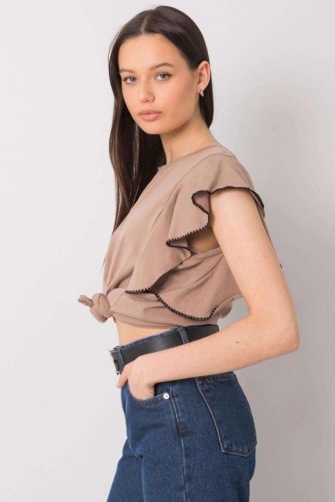 Bluzka Model FA-BZ-7063.53P Dark Beige - Fancy Fancy Bluzka Model FA-BZ-7063.53P Dark Beige - Fancy Fancy