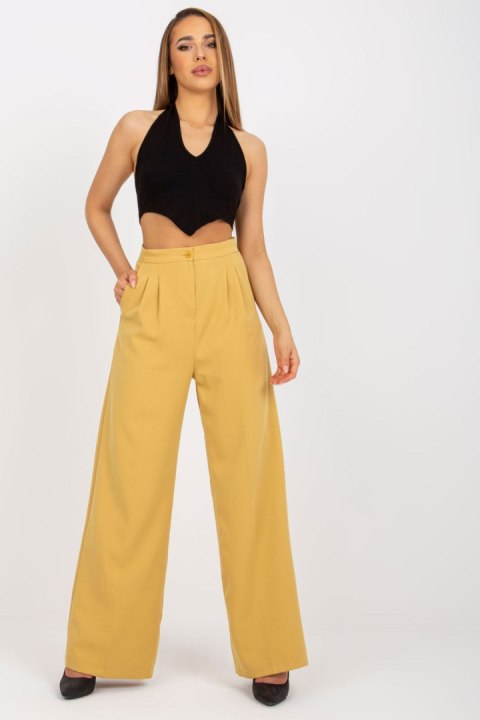 Spodnie Damskie Model BR-SP-235.72 Dark Yellow - Xsapienza Xsapienza Spodnie Damskie Model BR-SP-235.72 Dark Yellow - Xsapienza Xsapienza