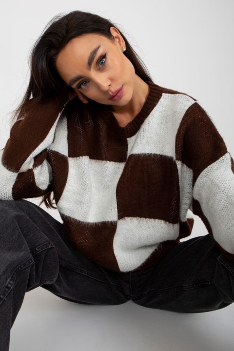 Sweter Damski Model EM-SW-1034-01.91 White/Brown - EM EM Sweter Damski Model EM-SW-1034-01.91 White/Brown - EM EM