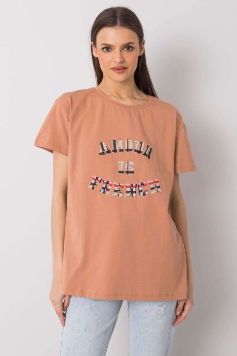 T-shirt Damski Model FA-TS-6892.88 Camel - Fancy Fancy T-shirt Damski Model FA-TS-6892.88 Camel - Fancy Fancy