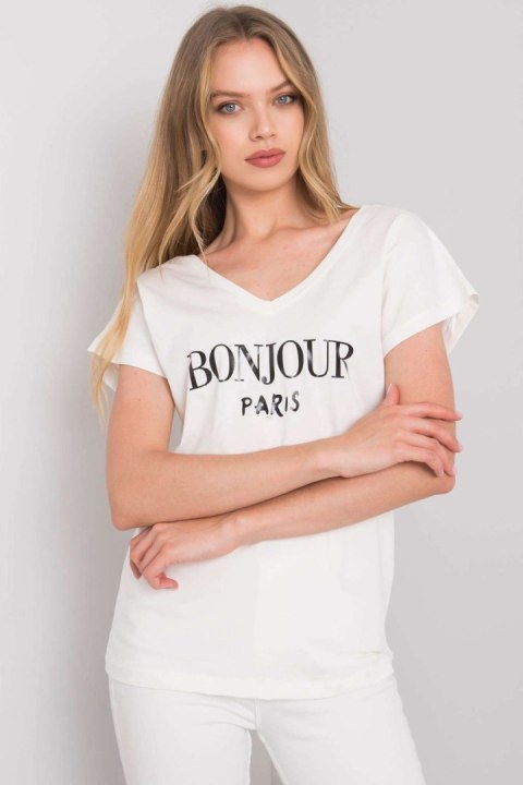 T-shirt Damski Model FA-TS-7142.37P Ecru - Fancy Fancy T-shirt Damski Model FA-TS-7142.37P Ecru - Fancy Fancy
