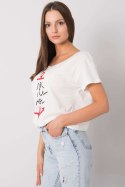 T-shirt Damski Model FA-TS-7196.74P Ecru - Fancy Fancy T-shirt Damski Model FA-TS-7196.74P Ecru - Fancy Fancy
