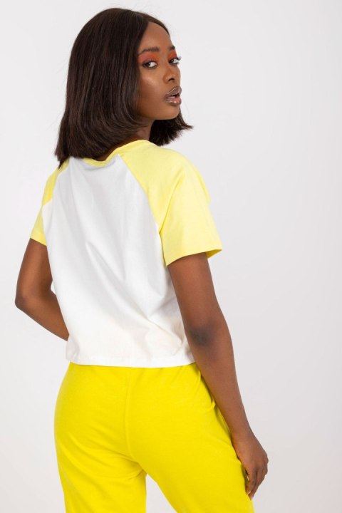 T-shirt Damski Model FA-TS-7708.44 White/Yellow - Fancy Fancy T-shirt Damski Model FA-TS-7708.44 White/Yellow - Fancy Fancy