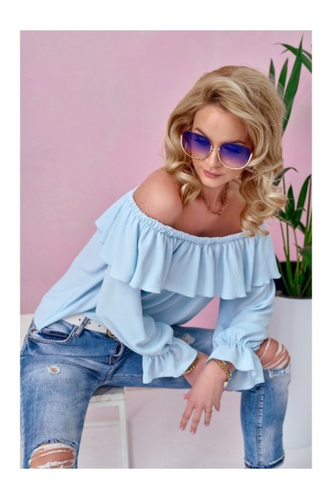 Bluzka Model BLE BLU0116 Błękit - Roco Fashion Roco Fashion Bluzka Model BLE BLU0116 Błękit - Roco Fashion Roco Fashion