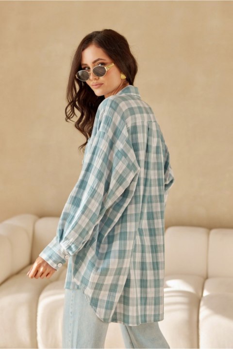 Koszula Damska Model Daisy BLU0202-A35 Green - Roco Fashion Roco Fashion Koszula Damska Model Daisy BLU0202-A35 Green - Roco Fashion Roco Fashion